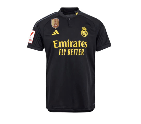 Real Madrid Third Shirt with La Liga Patch + CWC 23/24 - Black and Yellow