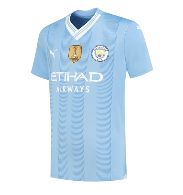 Maillot Manchester City Domicile 23/24 avec Patch - Bleu et Blanc