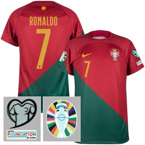 Portugal Home Shirt [With Euro 2024 Qualifying Patch] 22/23 - Red - Ronaldo #7