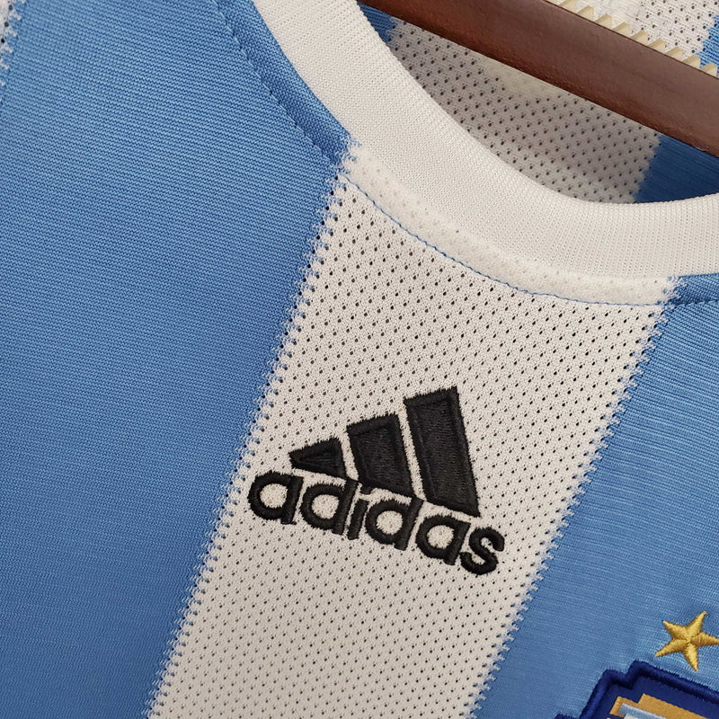 Camisola Argentina Retrô 2010 Azul e Branca