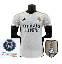 Maillot Real Madrid I avec écusson Champions et FIFA 23/24 - Joueur Homme Blanc